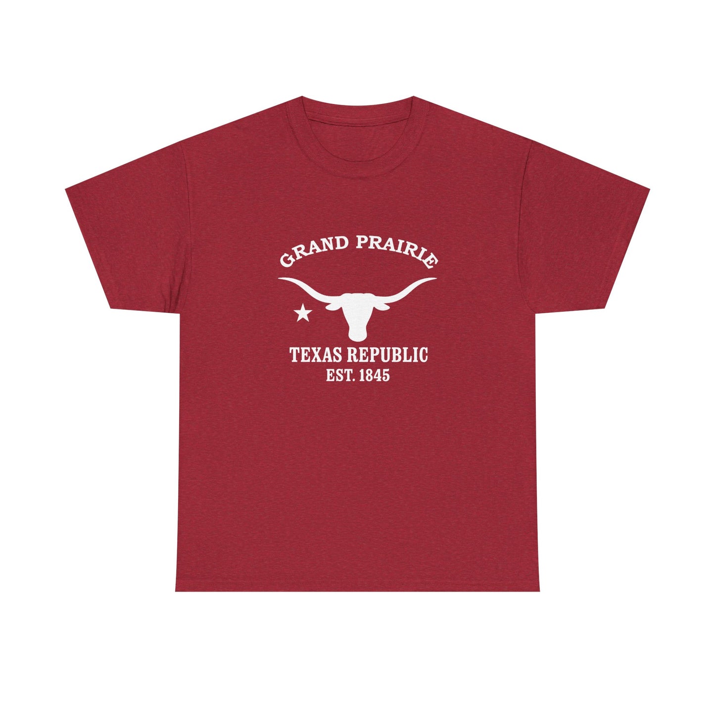 Grand Prairie Texas Vintage Retro Unisex Heavy Cotton Tee - White Logo