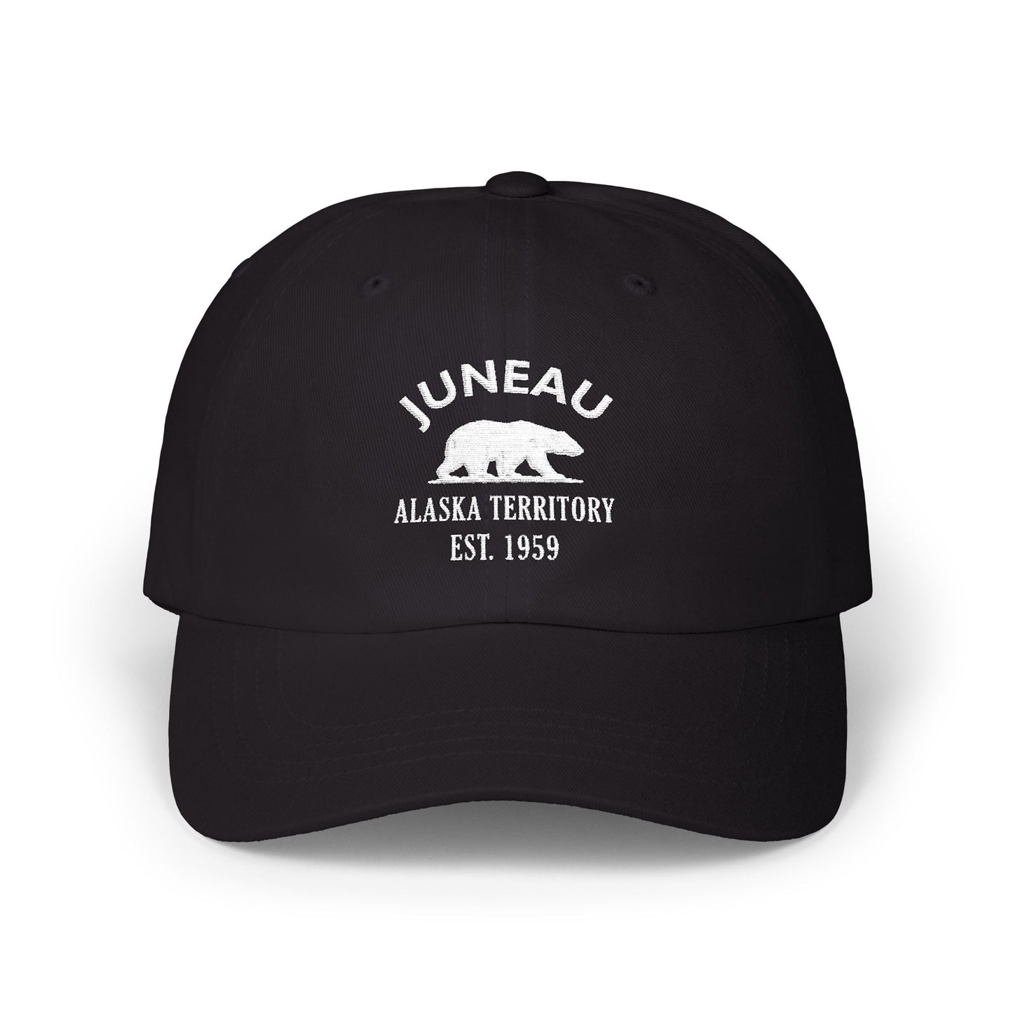 Juneau Alaska Classic Embroidered Vintage Retro Cotton Cap - White Logo