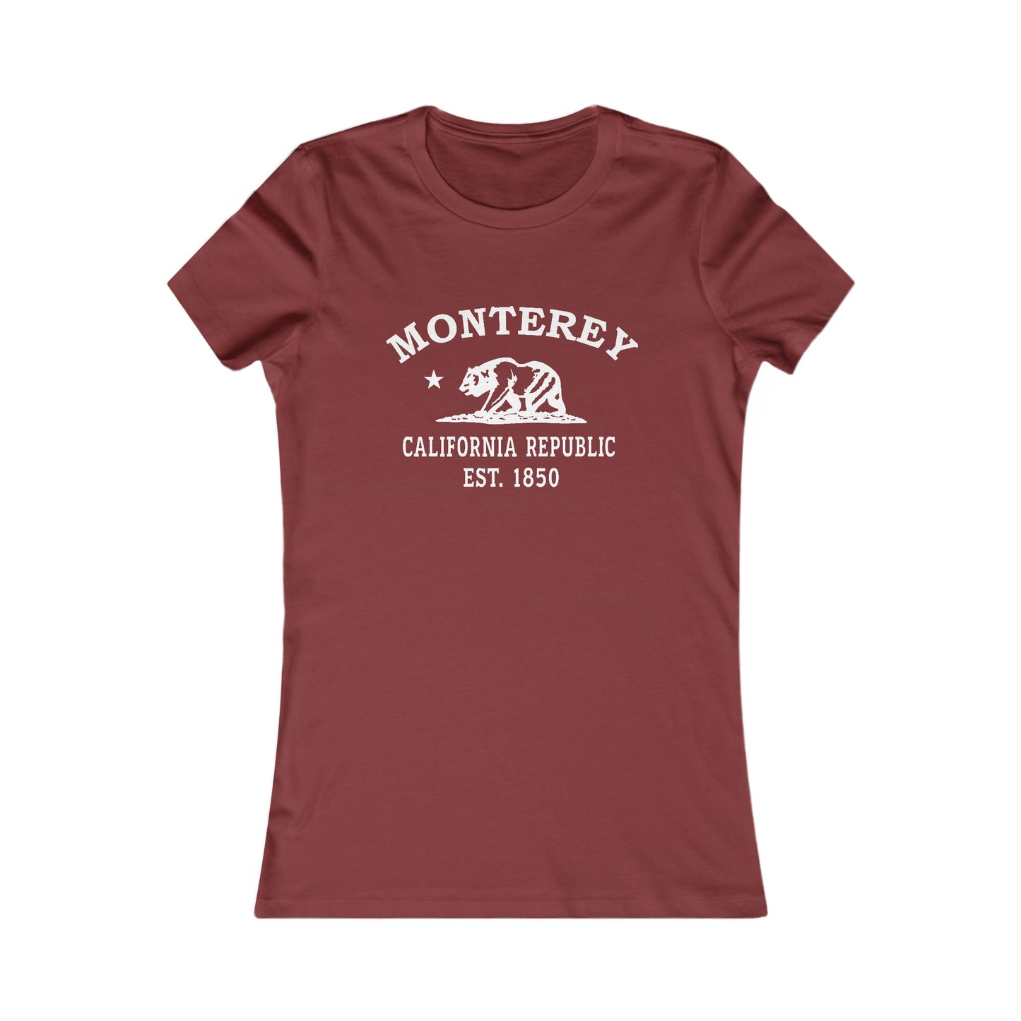 Monterey California Vintage Retro Womens Fitted Ringspun Cotton Tee - White Logo