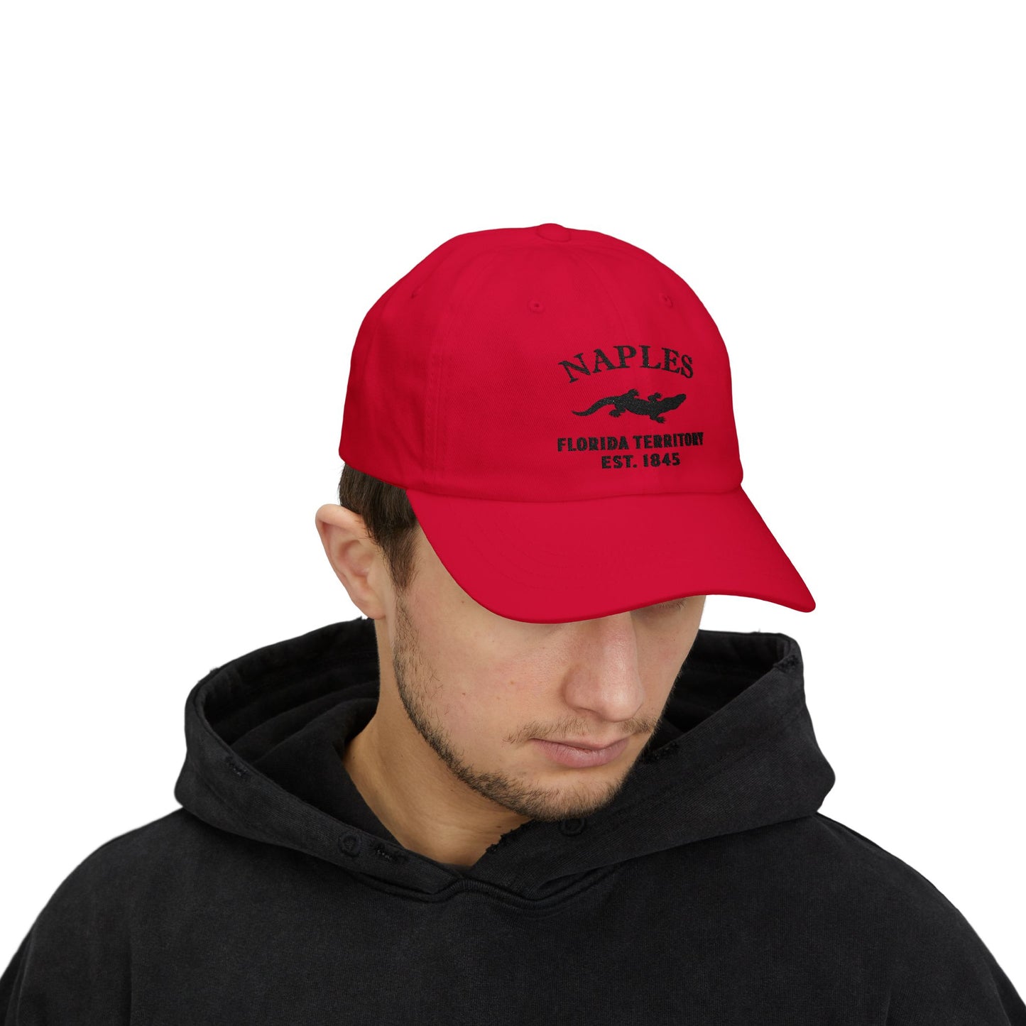 Naples Florida Classic Embroidered Vintage Retro Cotton Cap - Black Logo