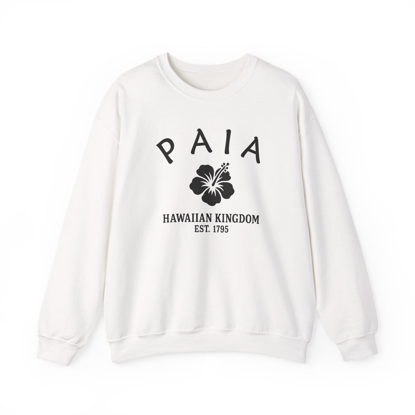 Paia Hawaii Vintage Retro Unisex Heavy Crewneck Sweatshirt - Black Logo