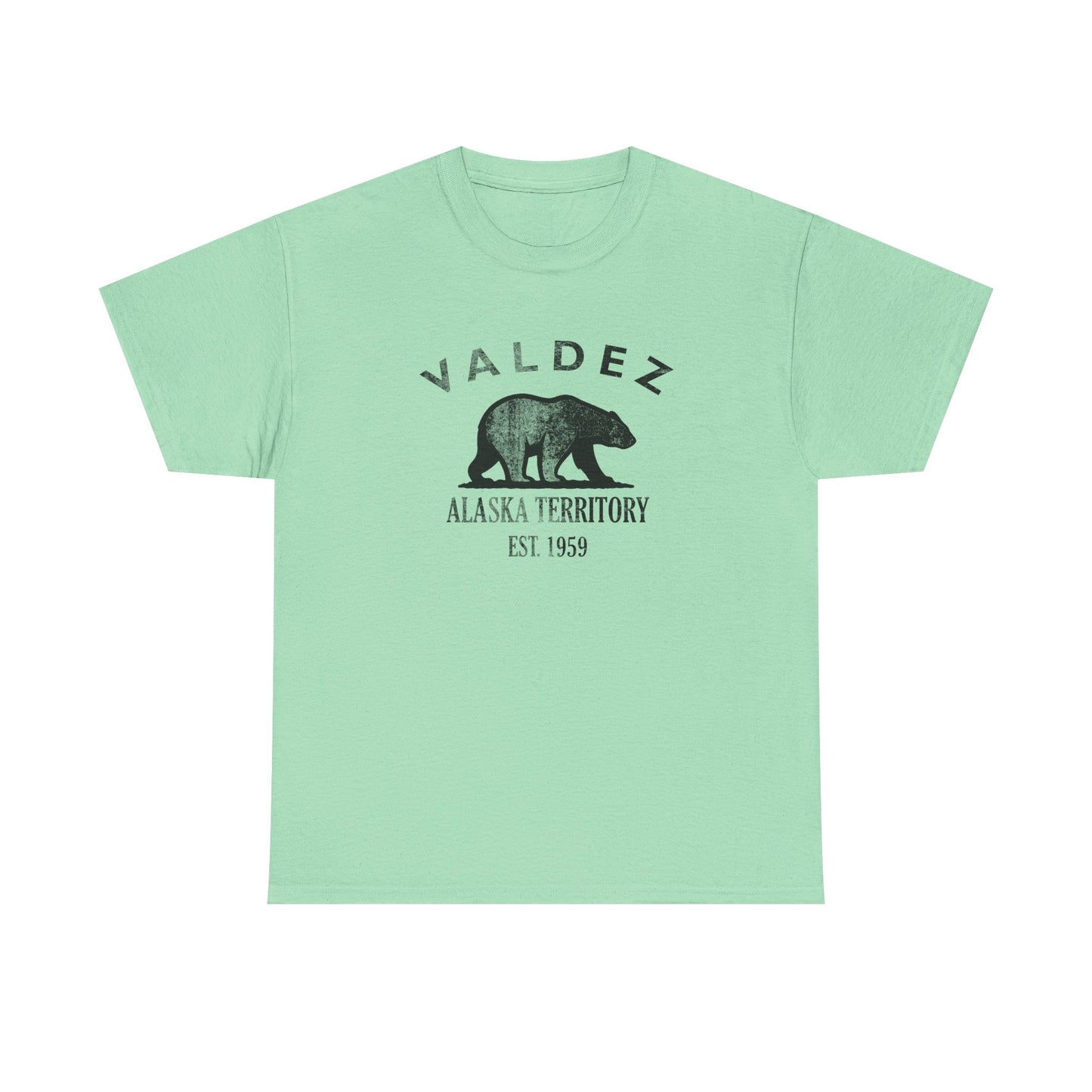 Valdez Alaska Vintage Retro Unisex Heavy Cotton Tee - Black Logo
