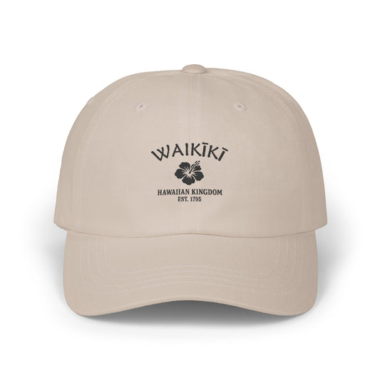 Waikiki Hawaii Vintage Retro Embroidered Cotton Cap - Black Logo