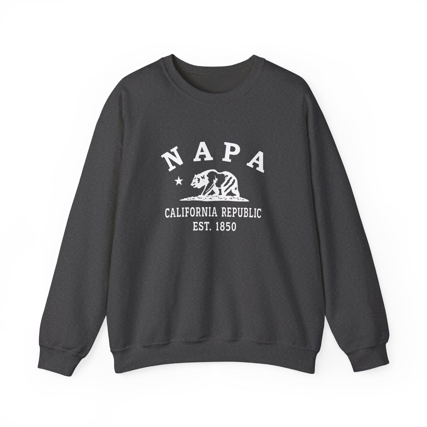 Napa California Vintage Retro Unisex Heavy Crewneck Sweatshirt - White Logo
