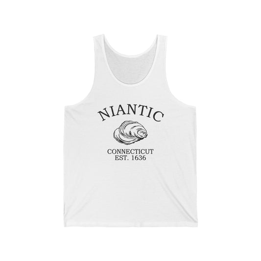 Niantic Connecticut Vintage Retro Unisex Cotton Jersey Tank Top - Black Logo