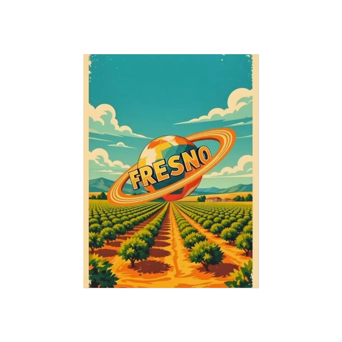 Fresno California Vintage Retro Giclée Print Art Series Poster
