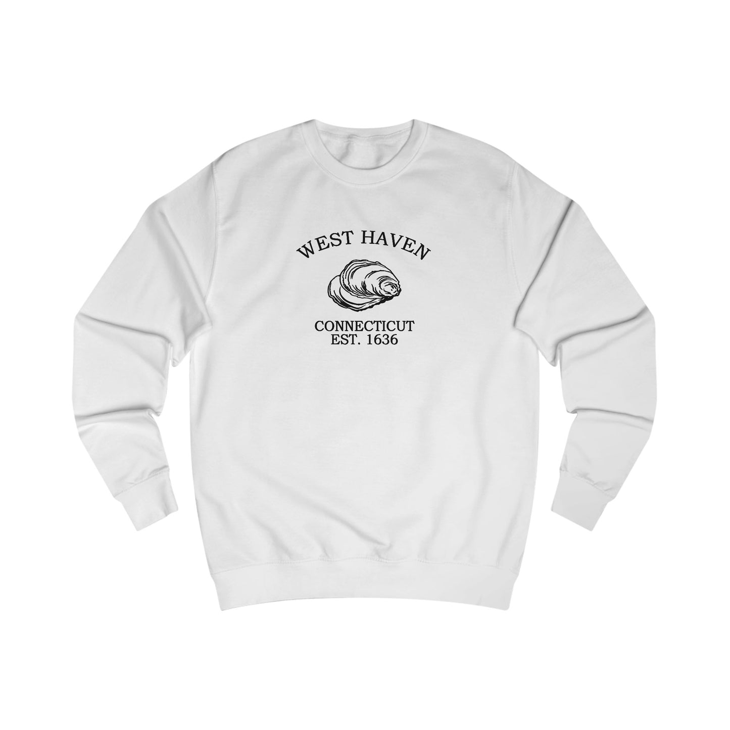West Haven Connecticut Vintage Retro Premium Crewneck Sweatshirt - Black Logo - Arctic White