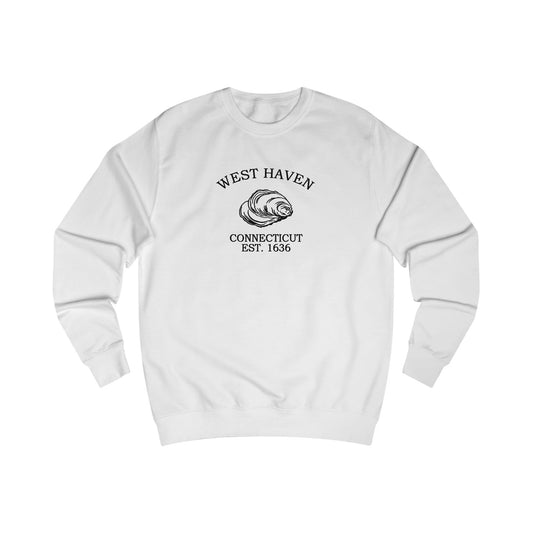 West Haven Connecticut Vintage Retro Premium Crewneck Sweatshirt - Black Logo - Arctic White