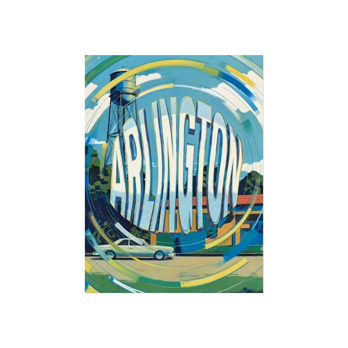 Arlington Texas Vintage Retro Giclée Print Art Series Poster