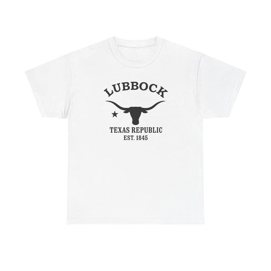 Lubbock Texas Vintage Retro Unisex Heavy Cotton Tee - Black Logo