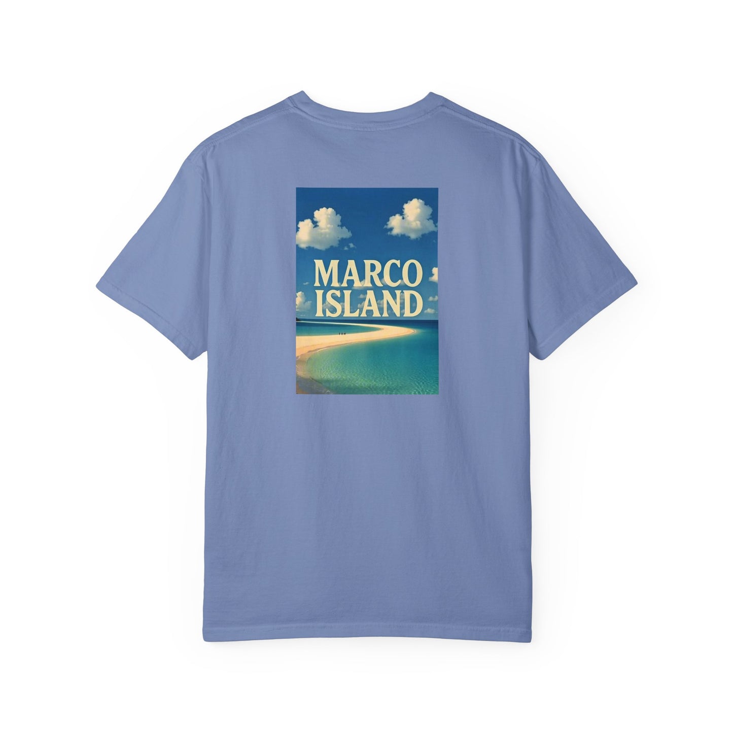 Marco Island Florida Vintage Retro Back Printed Art Series Cotton Tee - Black Logo