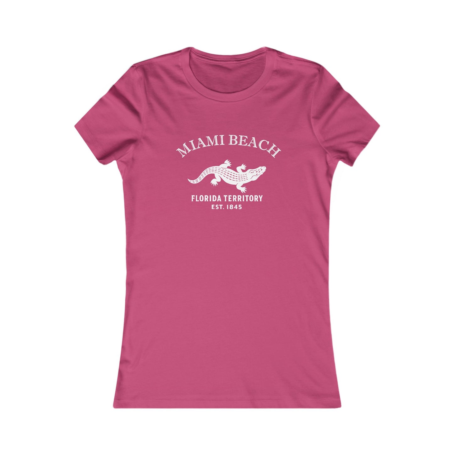 Miami Beach Florida Vintage Retro Womens Fitted Ringspun Cotton Tee - White Logo