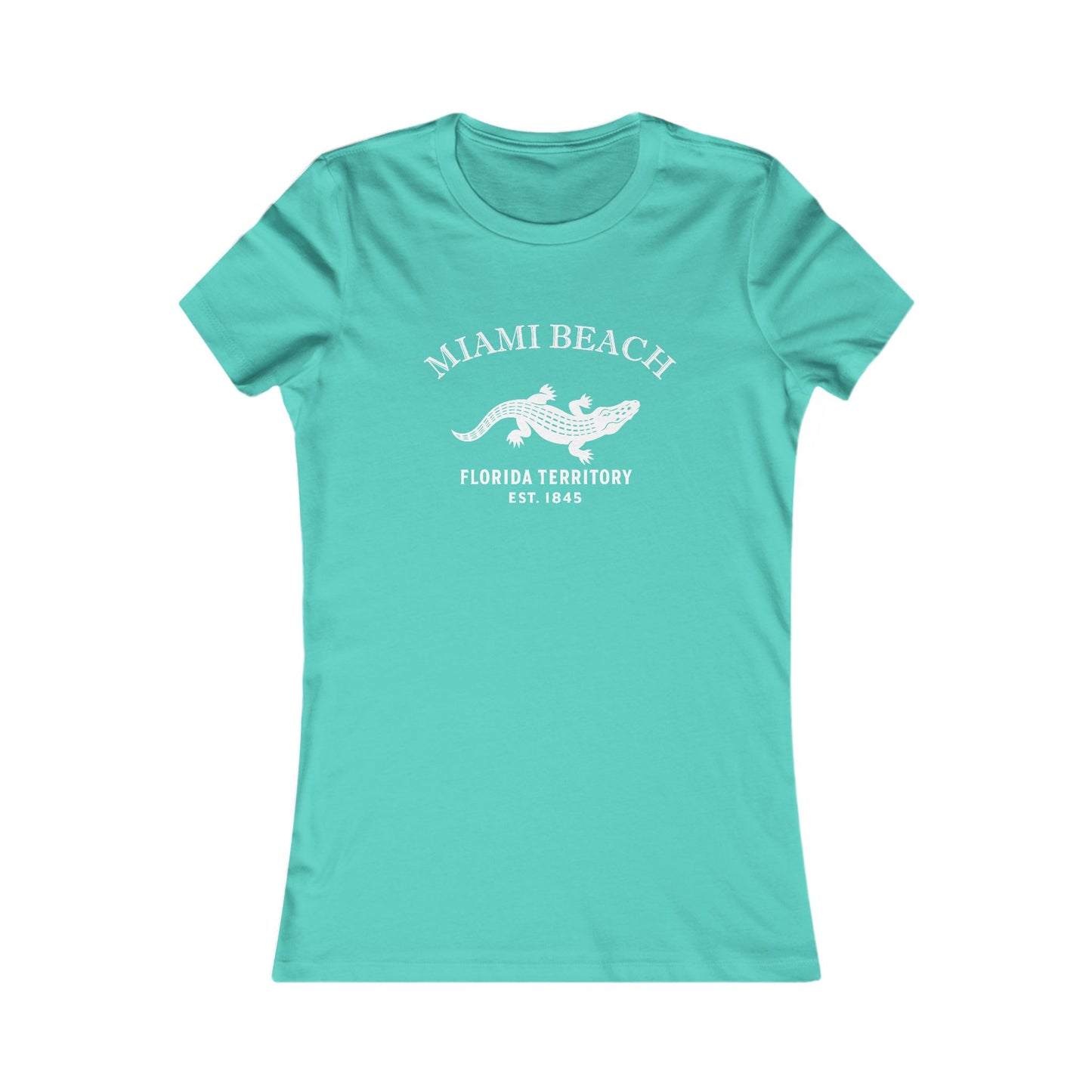 Miami Beach Florida Vintage Retro Womens Fitted Ringspun Cotton Tee - White Logo