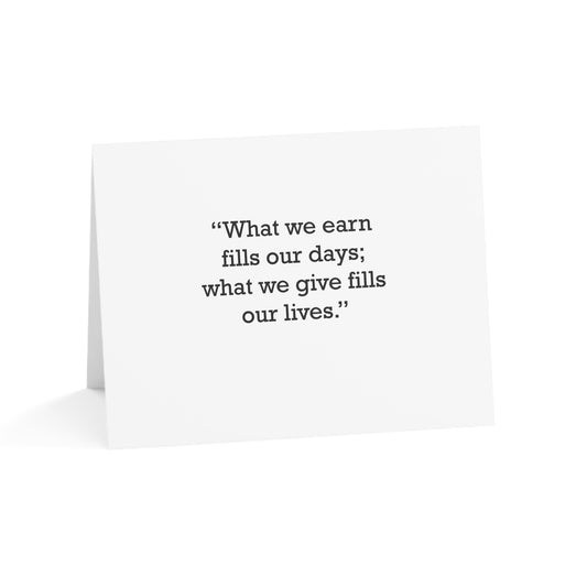 Quote 33 What We Earn Vintage Retro Thank You Card Set - Black Logo