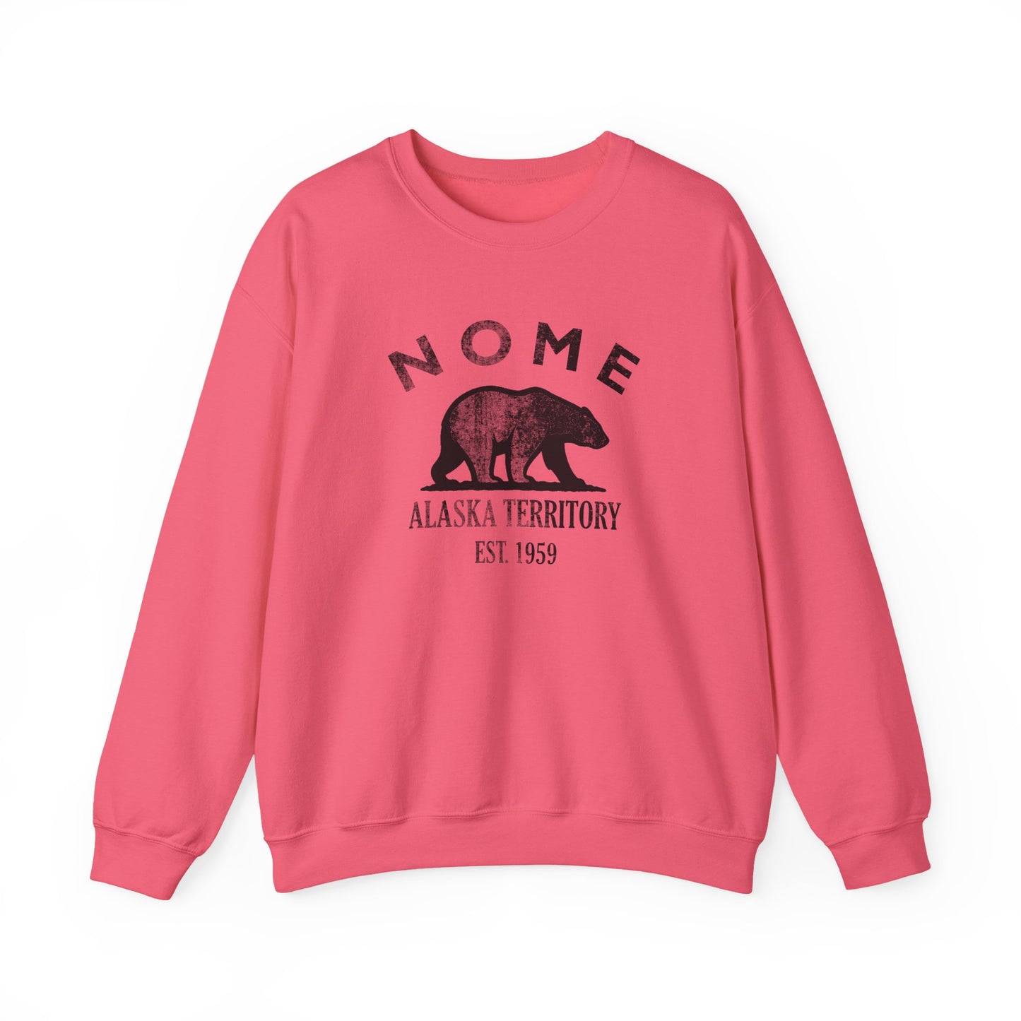 Nome Alaska Vintage Retro Unisex Heavy Crewneck Sweatshirt - Black Logo