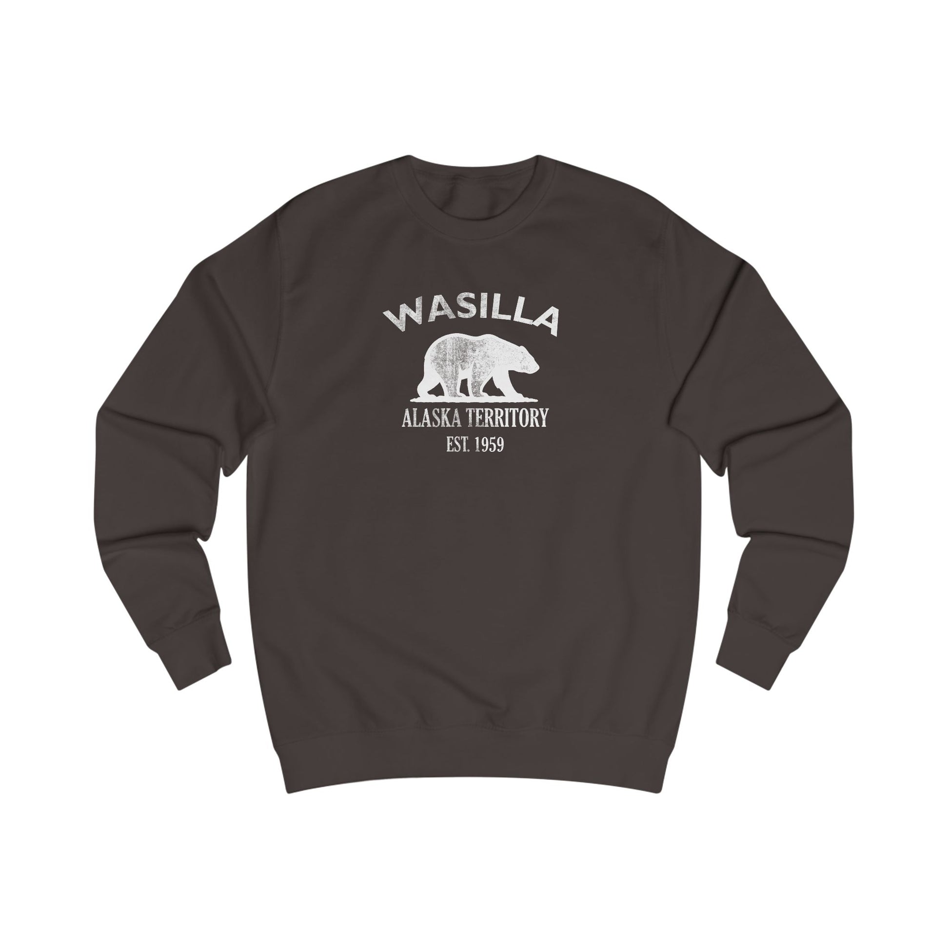 Wasilla Alaska Vintage Retro Premium Crewneck Sweatshirt - White Logo - Bottle Green