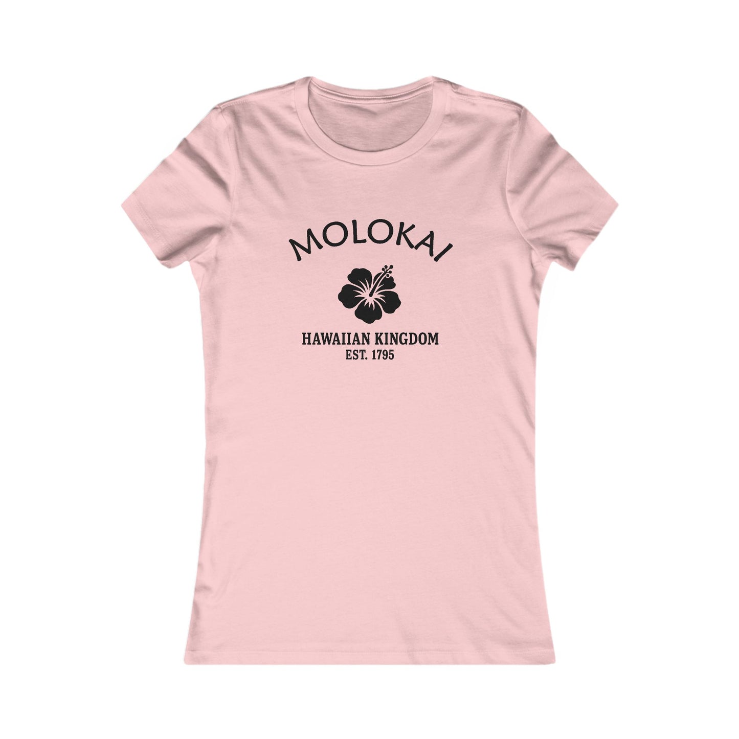 Molokai Hawaii Vintage Retro Womens Fitted Ringspun Cotton Tee - Black Logo