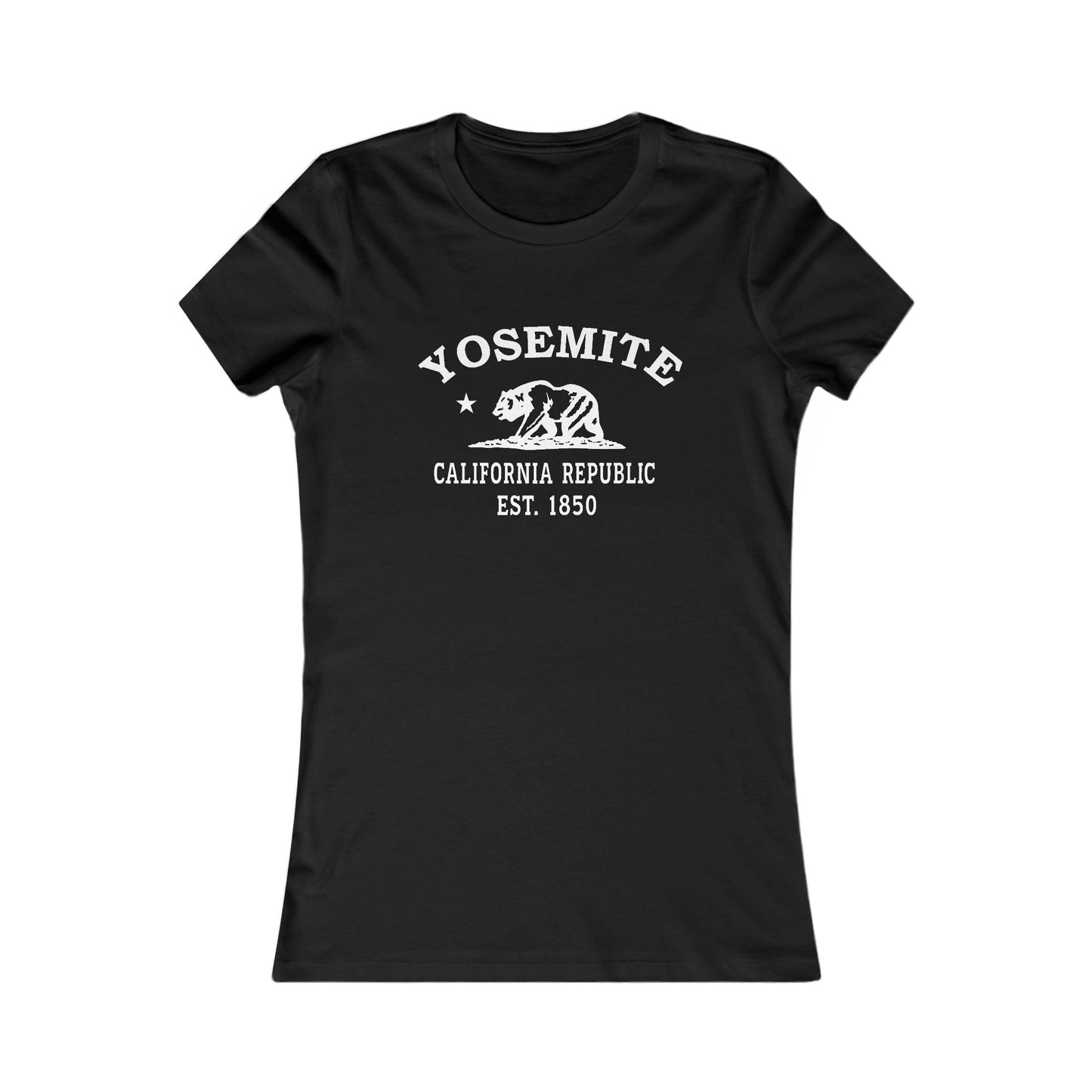Yosemite California Vintage Retro Womens Fitted Ringspun Cotton Tee - White Logo
