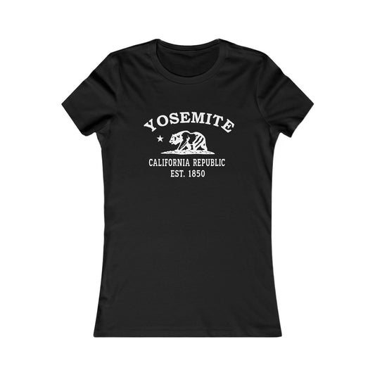 Yosemite California Vintage Retro Womens Fitted Ringspun Cotton Tee - White Logo