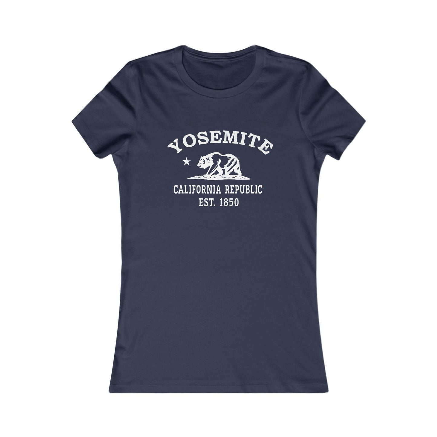 Yosemite California Vintage Retro Womens Fitted Ringspun Cotton Tee - White Logo