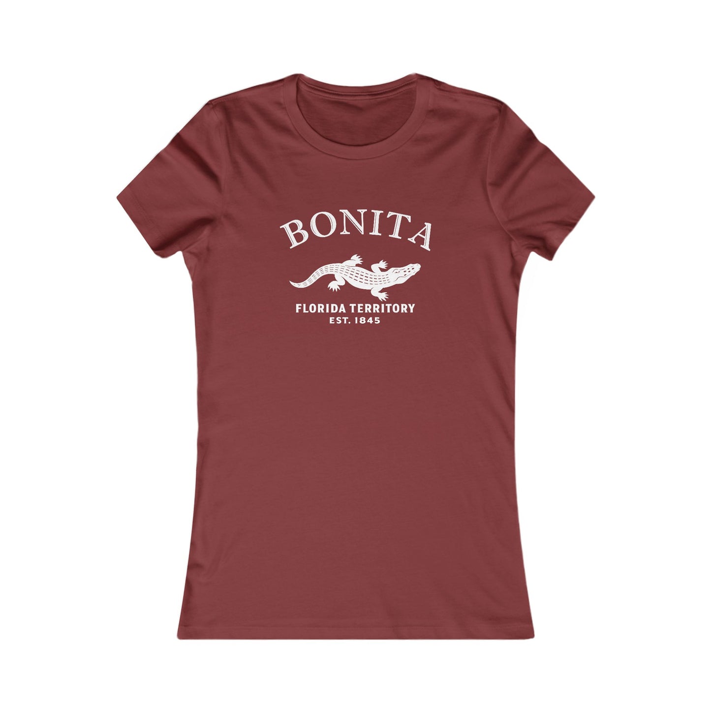 Bonita Florida Vintage Retro Womens Fitted Ringspun Cotton Tee - White Logo