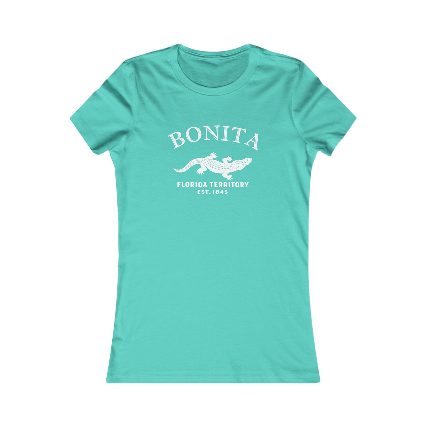 Bonita Florida Vintage Retro Womens Fitted Ringspun Cotton Tee - White Logo