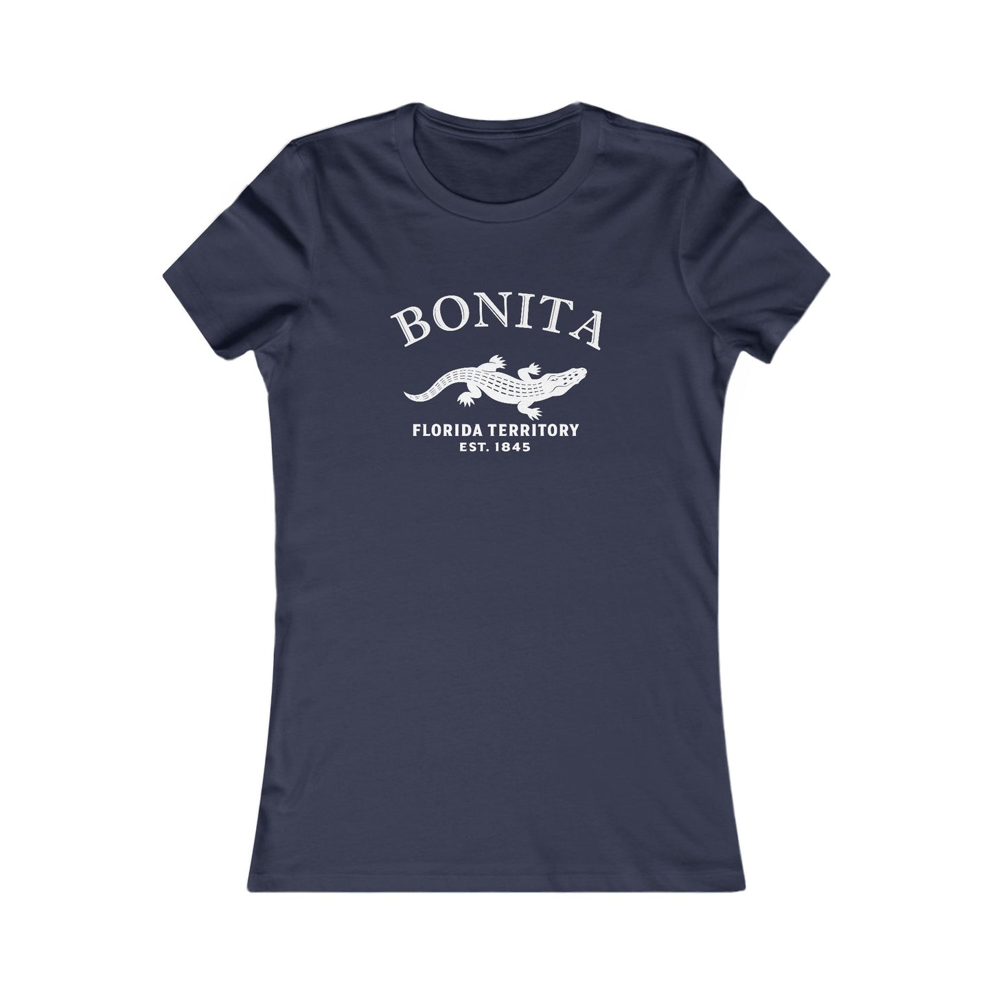 Bonita Florida Vintage Retro Womens Fitted Ringspun Cotton Tee - White Logo