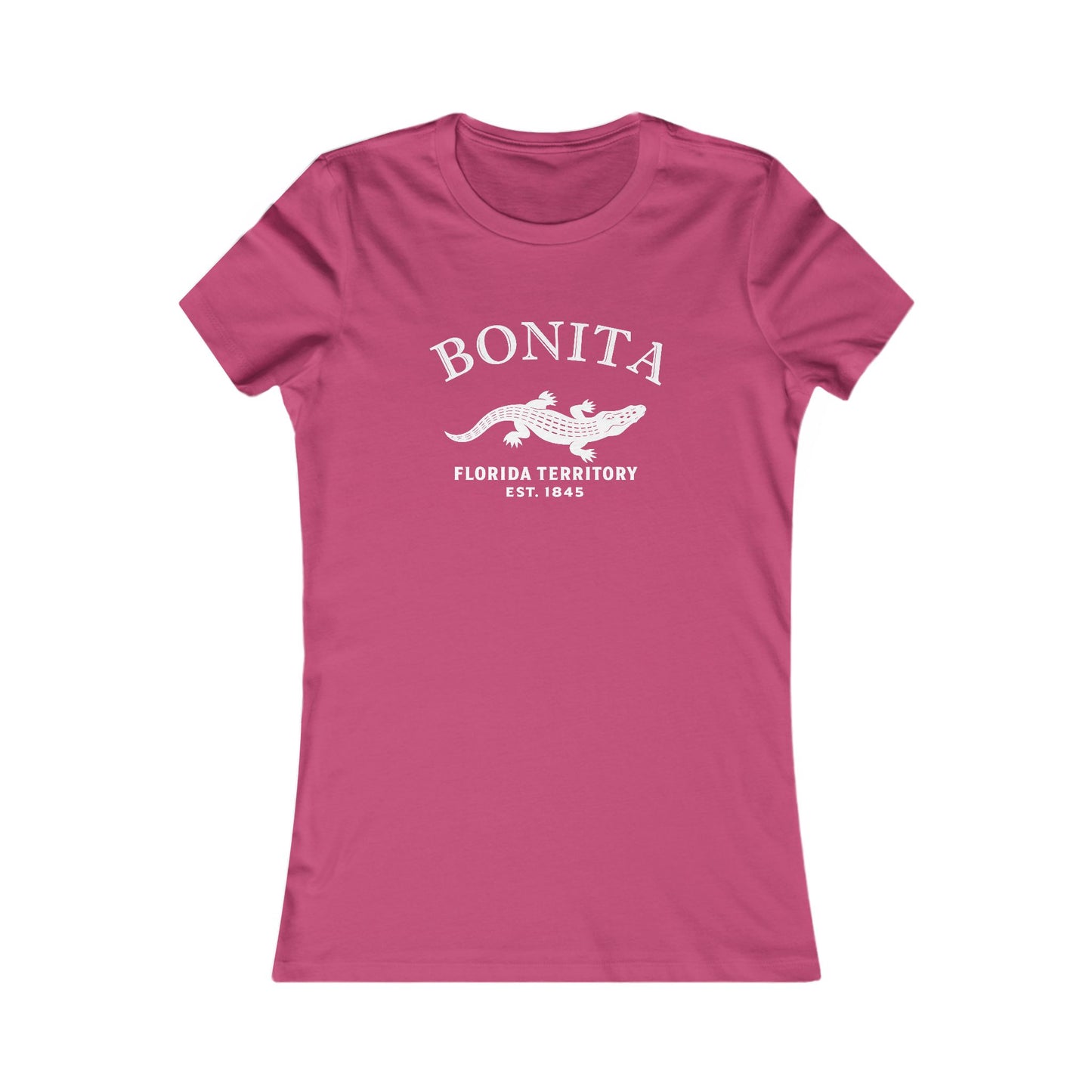 Bonita Florida Vintage Retro Womens Fitted Ringspun Cotton Tee - White Logo