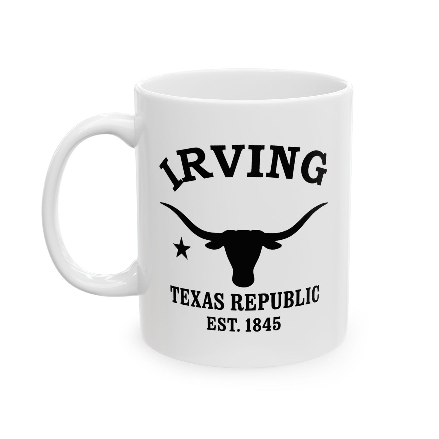 Irving Texas Vintage Retro Ceramic Mug - Black Logo