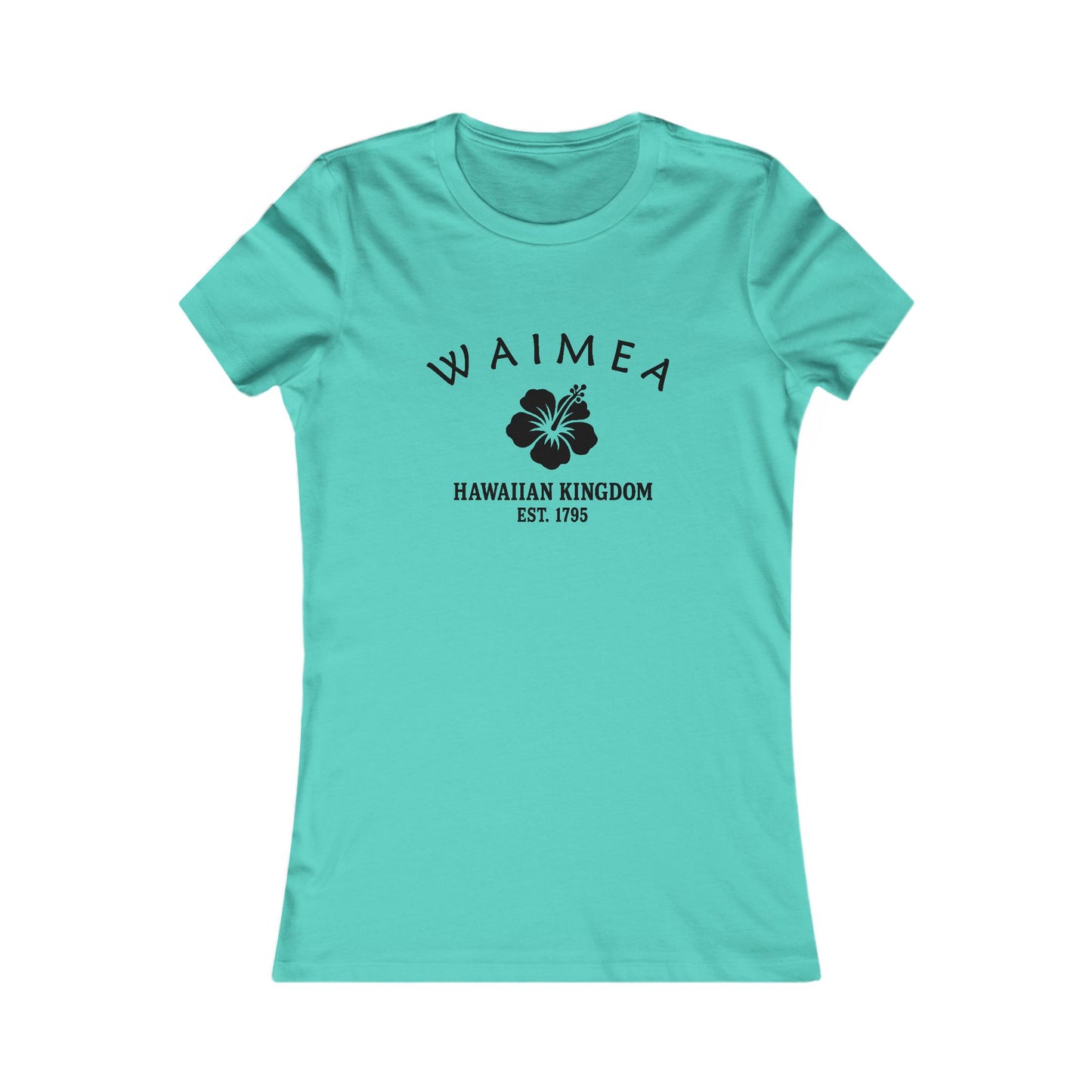 Waimea Hawaii Vintage Retro Womens Fitted Ringspun Cotton Tee - Black Logo