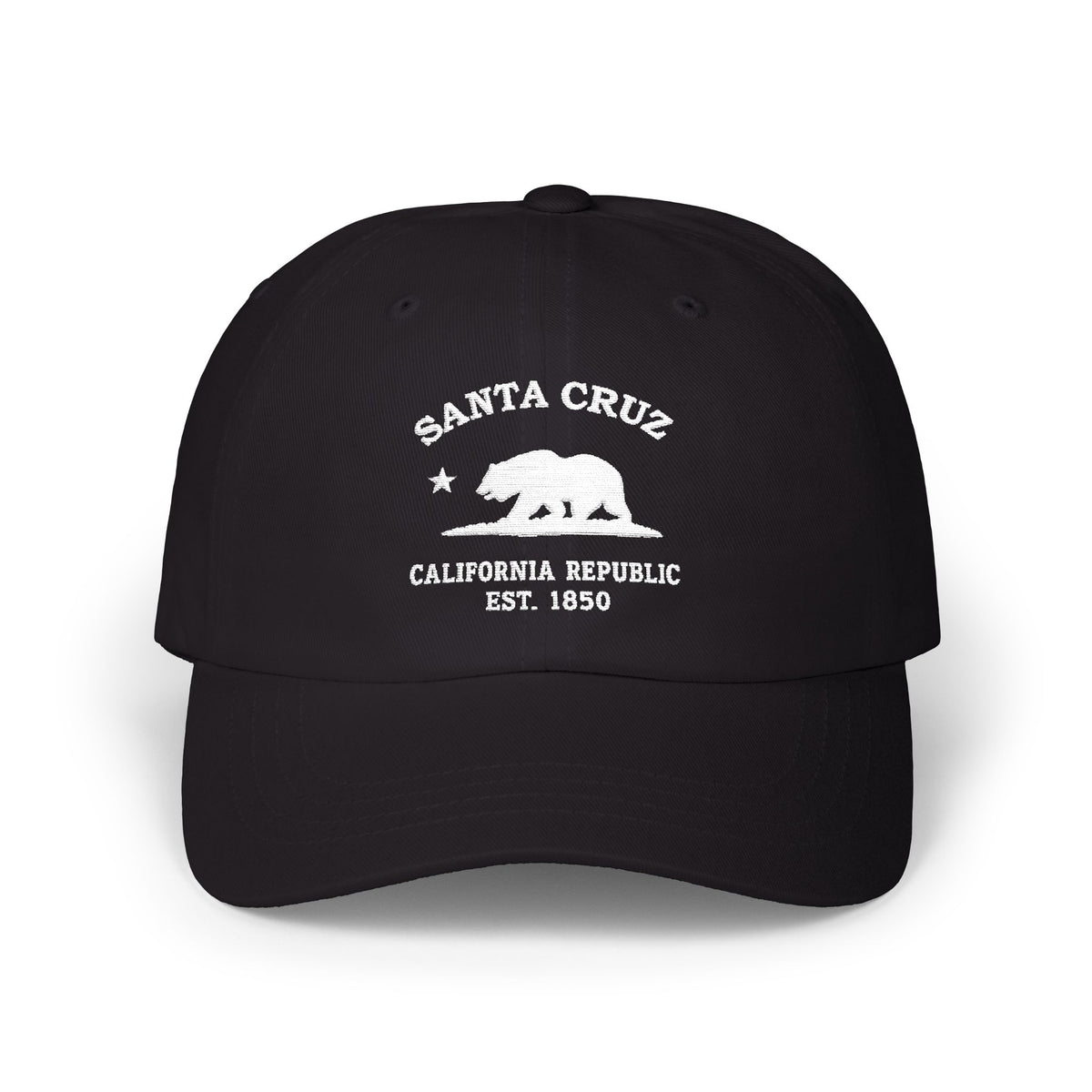 Santa Cruz California Vintage Retro Embroidered Cotton Cap - White Logo