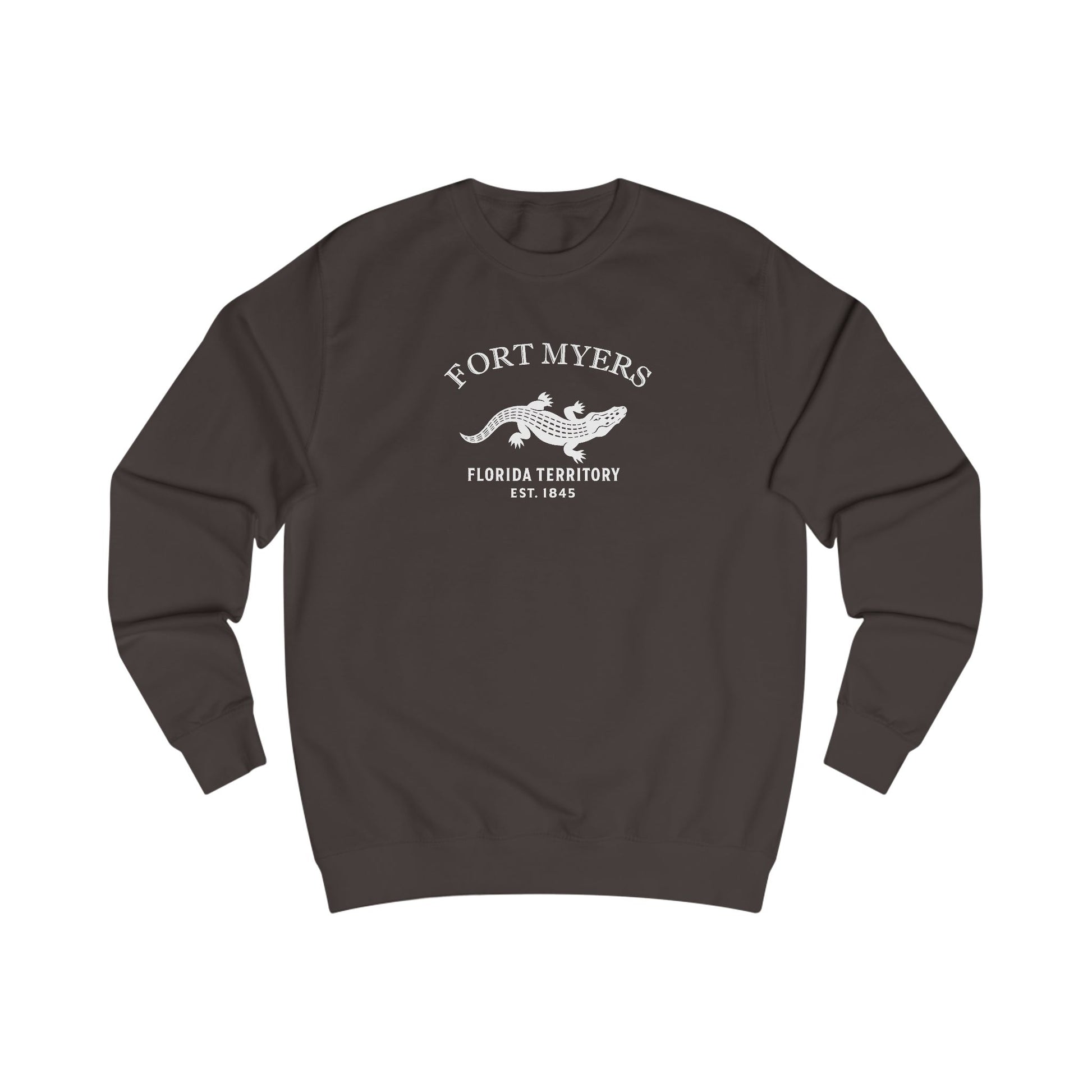 Fort Myers Florida Vintage Retro Premium Crewneck Sweatshirt - White Logo - Bottle Green