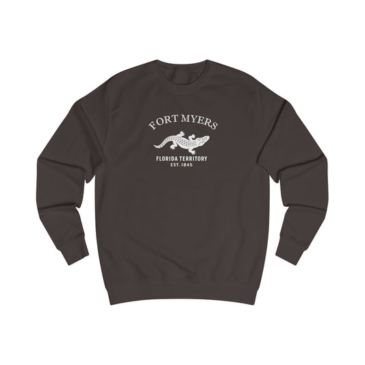 Fort Myers Florida Vintage Retro Premium Crewneck Sweatshirt - White Logo - Bottle Green