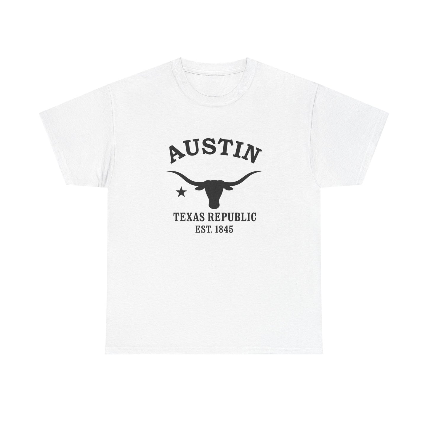 Austin Texas Vintage Retro Unisex Heavy Cotton Tee - Black Logo