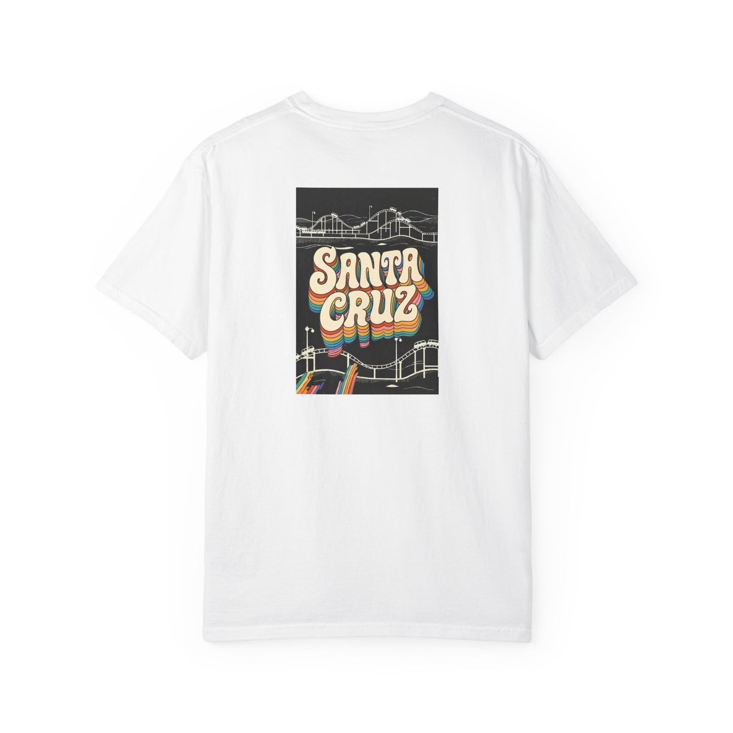 Santa Cruz California Vintage Retro Back Printed Art Series Cotton Tee - Black Logo