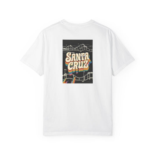 Santa Cruz California Vintage Retro Back Printed Art Series Cotton Tee - Black Logo