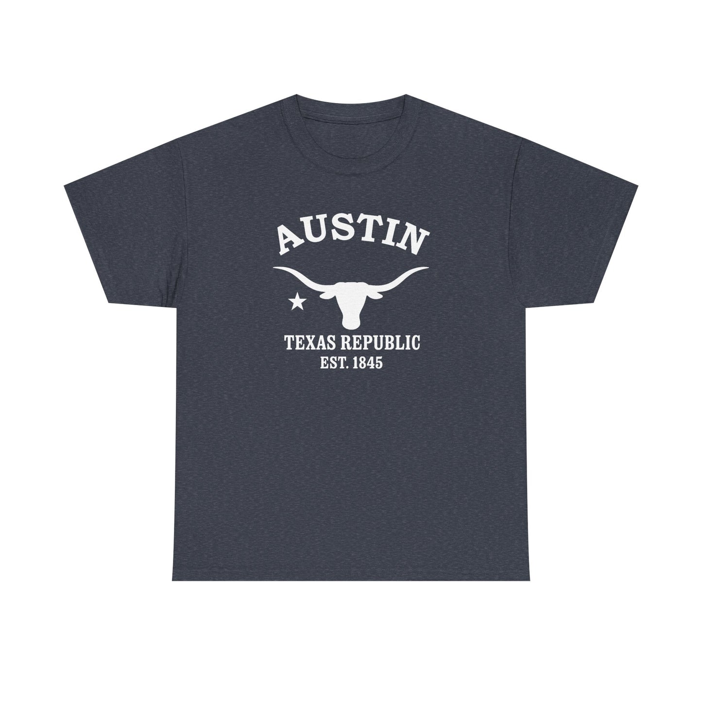 Austin Texas Vintage Retro Unisex Heavy Cotton Tee - White Logo