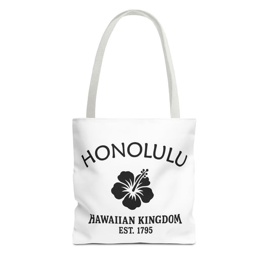 Honolulu Hawaii Vintage Retro Light Canvas Tote - Black Logo