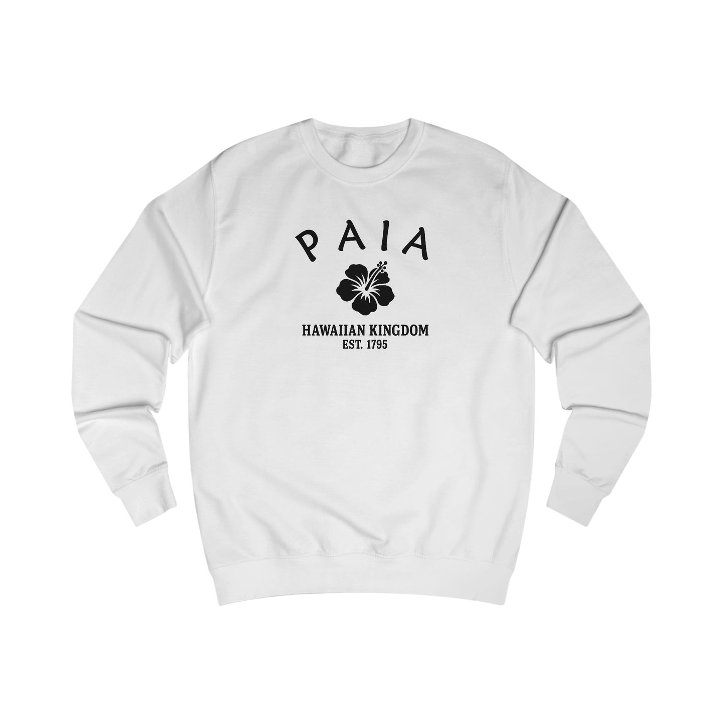 Paia Hawaii Vintage Retro Premium Crewneck Sweatshirt - Black Logo - Arctic White