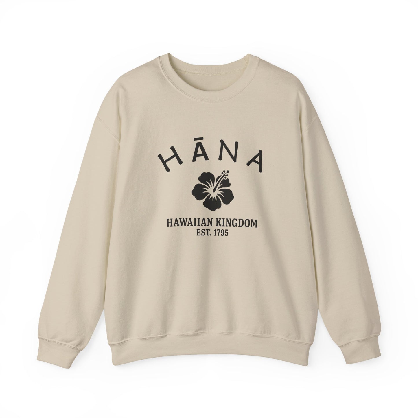 Hana Hawaii Vintage Retro Unisex Heavy Crewneck Sweatshirt - Black Logo