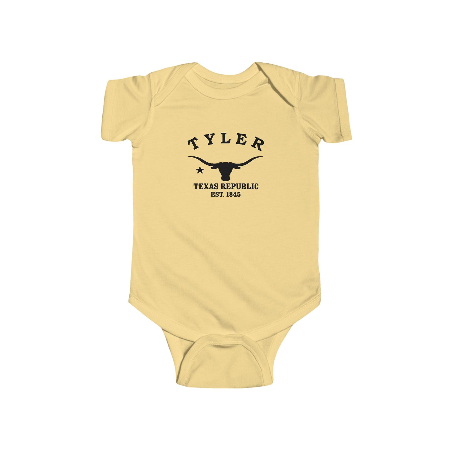 Tyler Texas Vintage Retro Cotton Jersey Baby Bodysuit - Black Logo