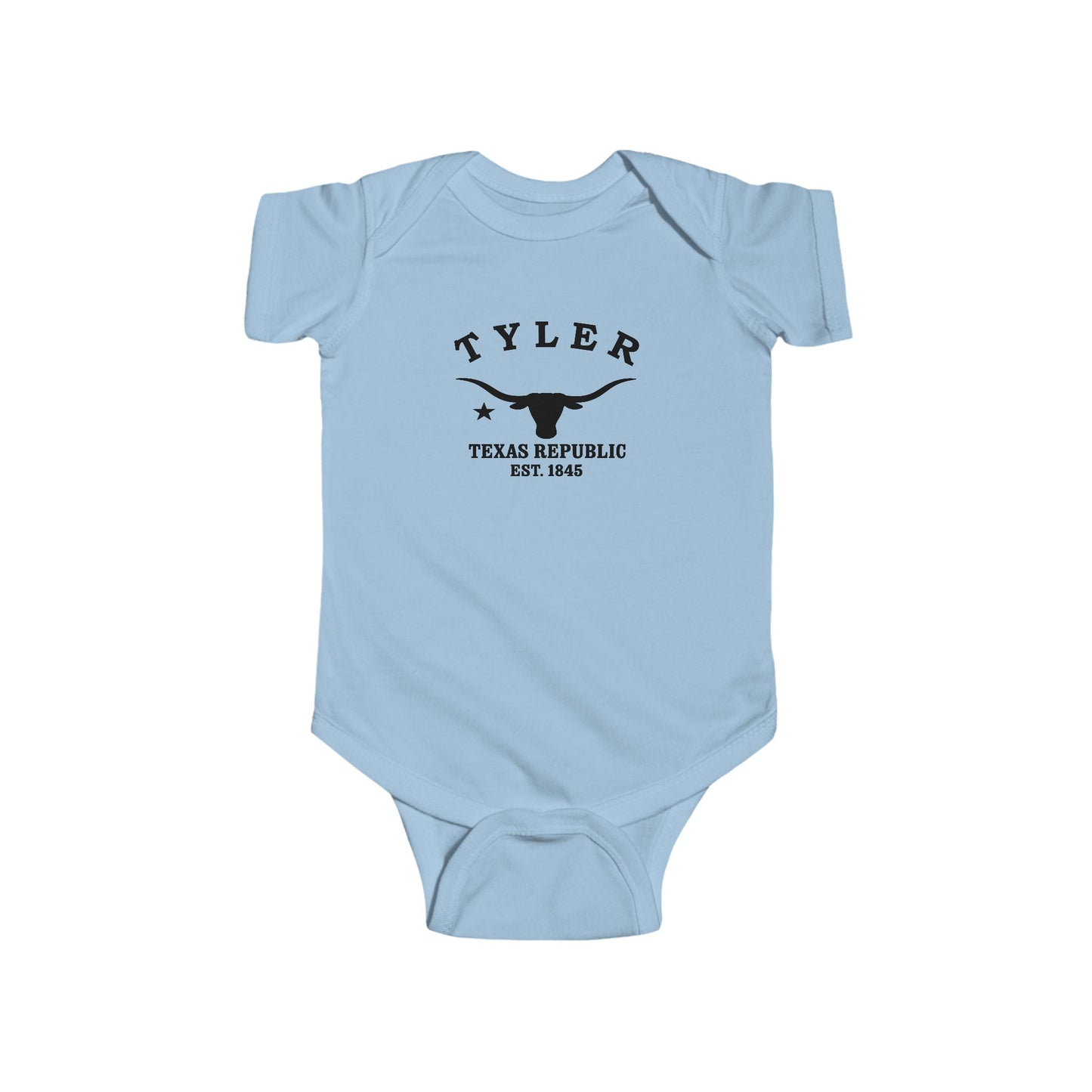 Tyler Texas Vintage Retro Cotton Jersey Baby Bodysuit - Black Logo