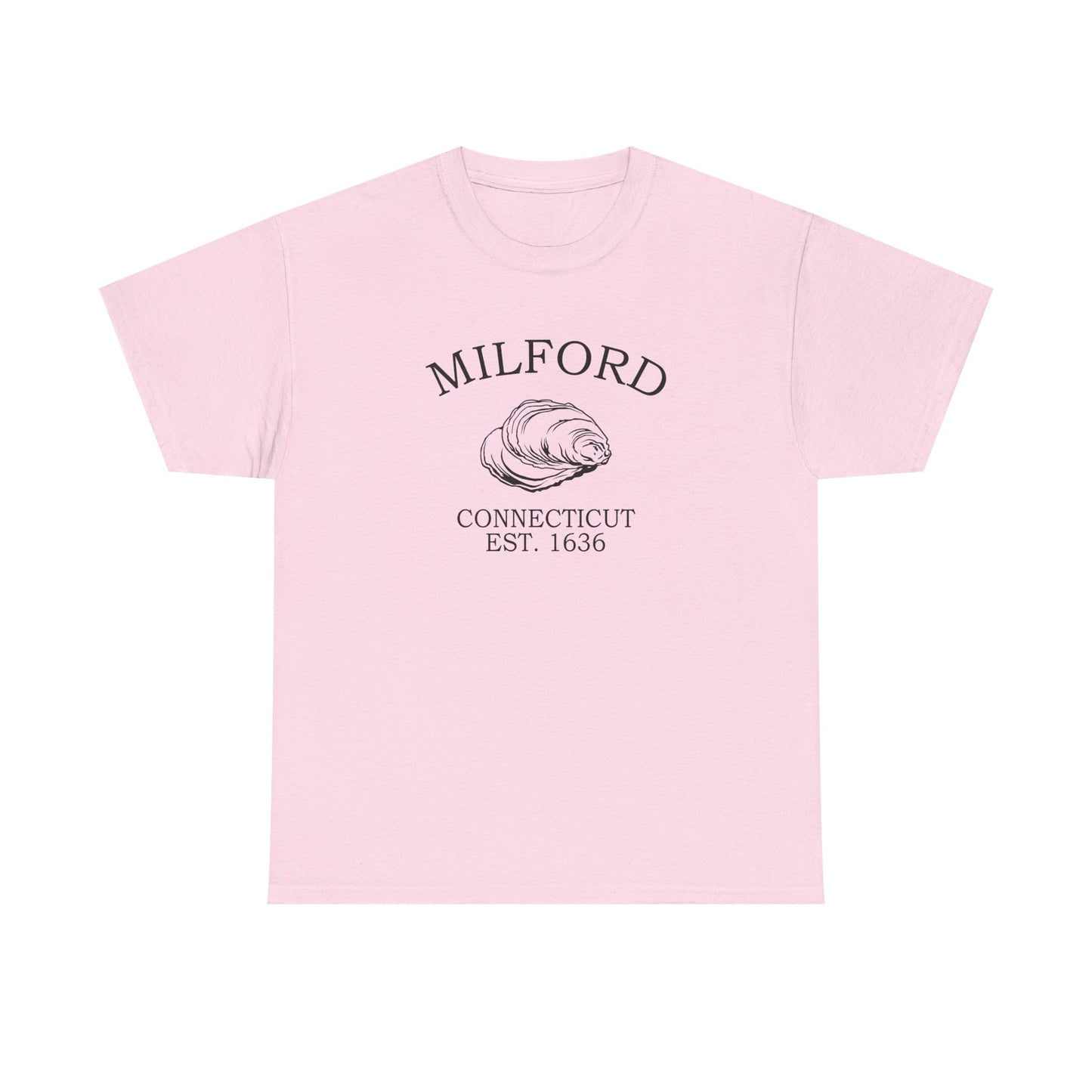 Milford Connecticut Vintage Retro Unisex Heavy Cotton Tee - Black Logo