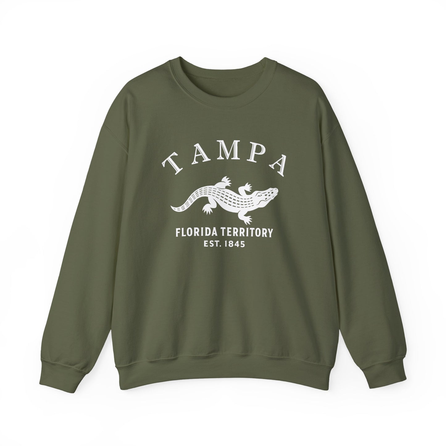 Tampa Florida Vintage Retro Unisex Heavy Crewneck Sweatshirt - White Logo