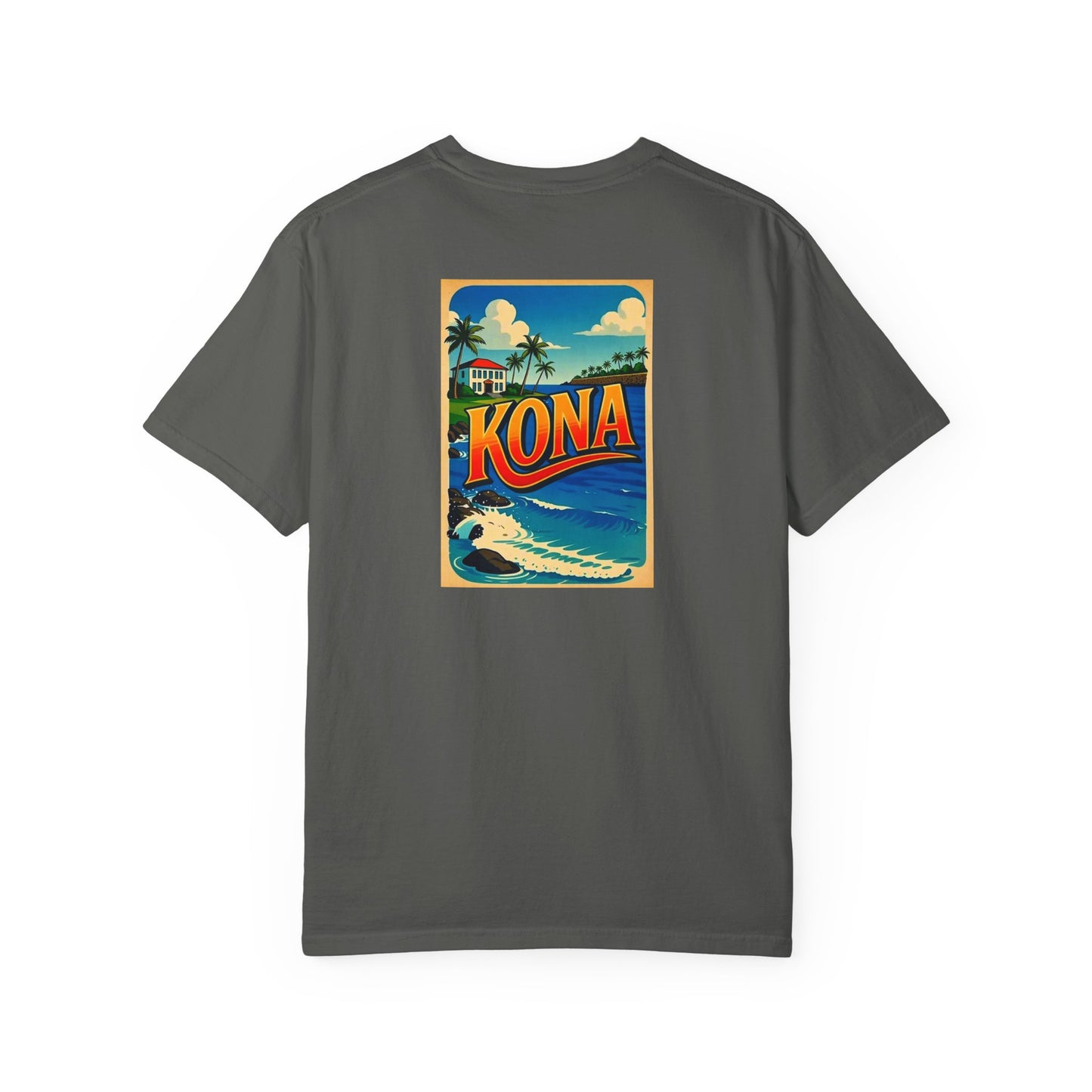 Kona Hawaii Vintage Retro Back Printed Art Series Cotton Tee - Black Logo