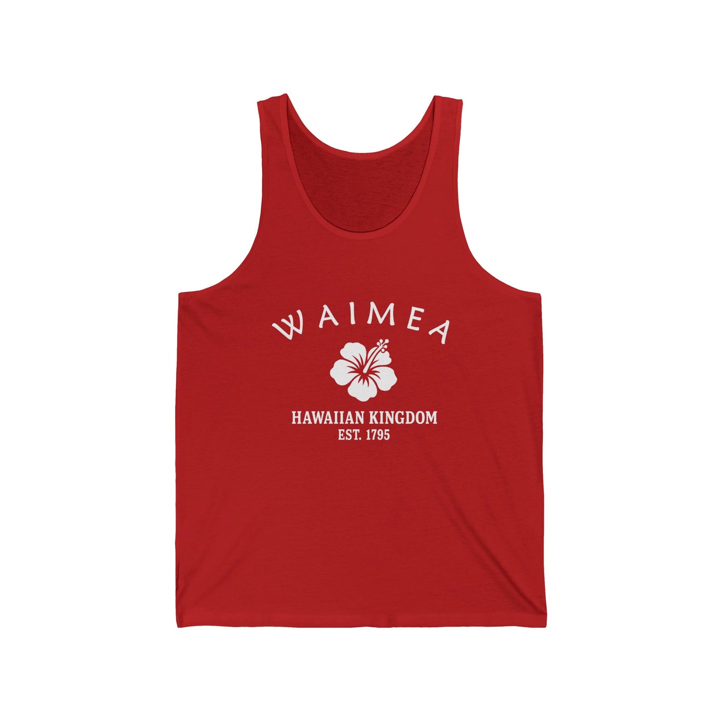 Waimea Hawaii Unisex Cotton Jersey Tank Top - White Logo