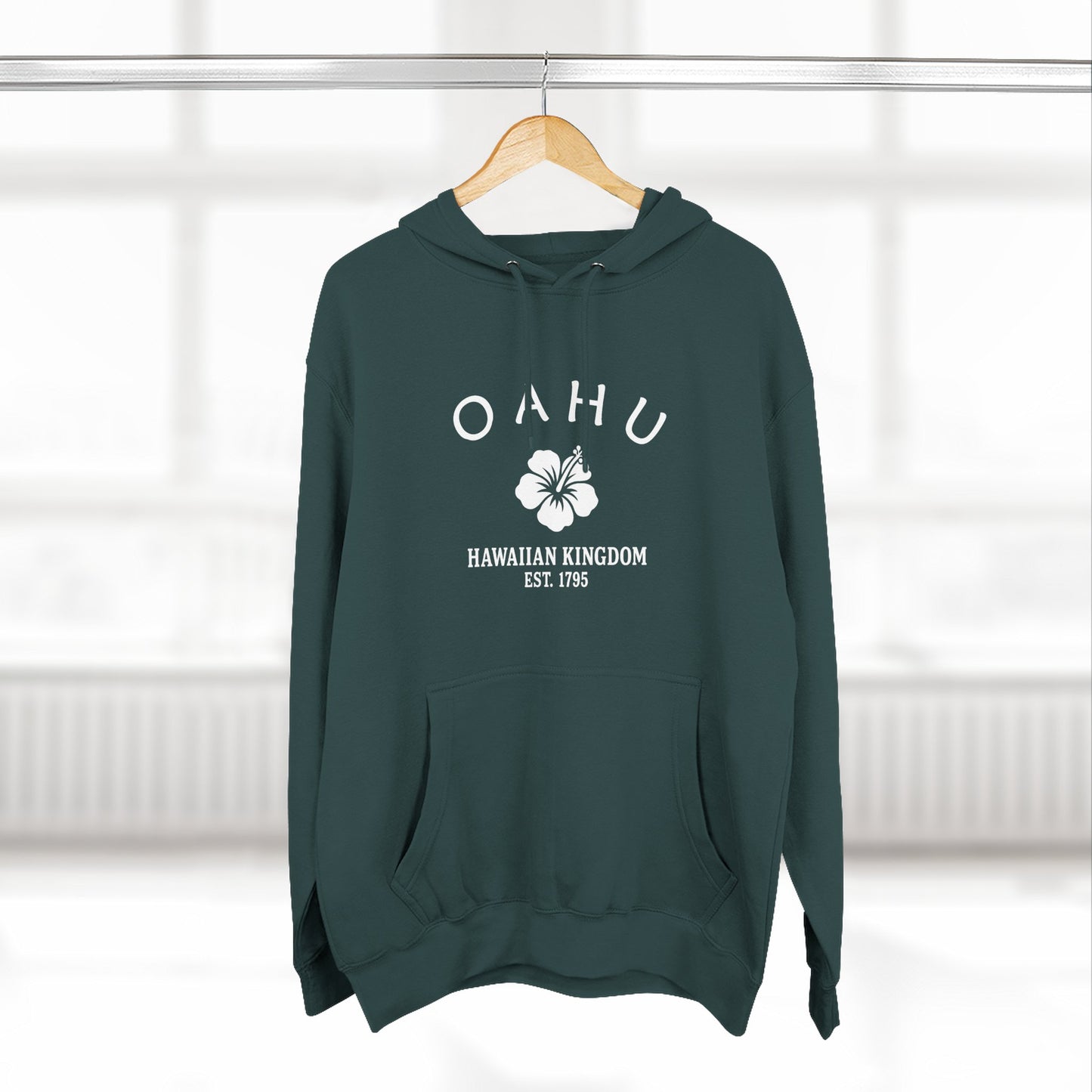 Oahu Hawaii Vintage Retro Unisex Heavy Cotton Hoodie - White Logo