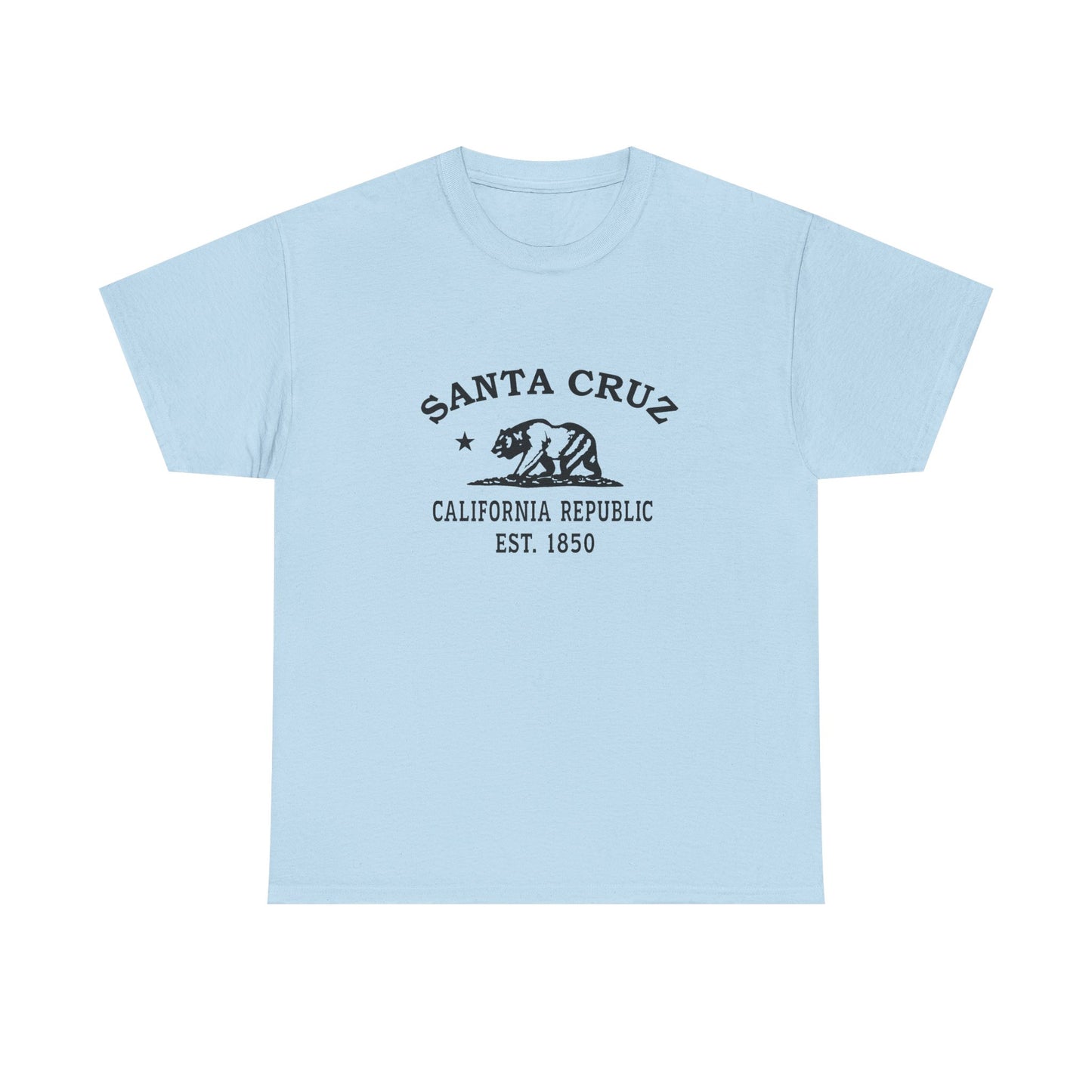 Santa Cruz California Vintage Retro Unisex Heavy Cotton Tee - Black Logo