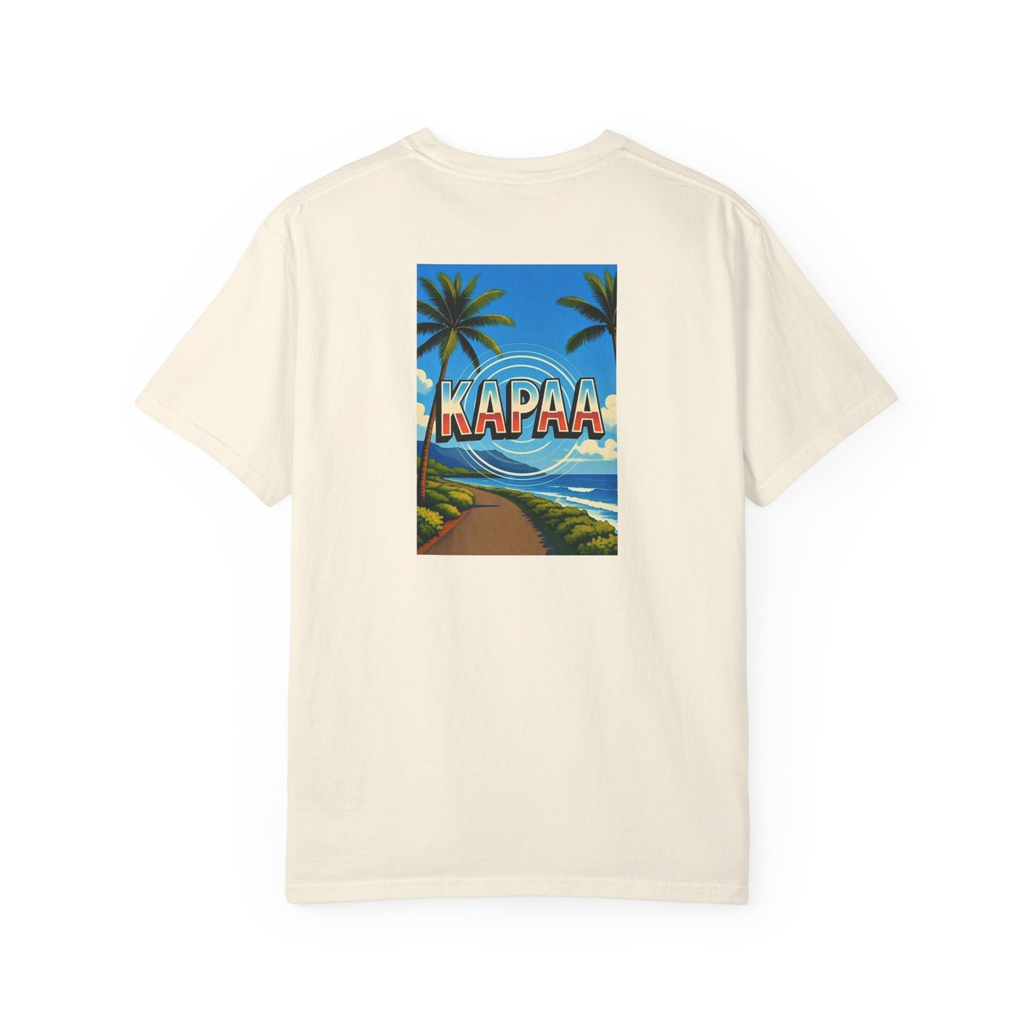 Kapaa Hawaii Vintage Retro Back Printed Art Series Cotton Tee - Black Logo