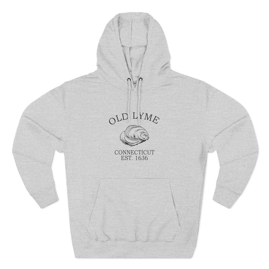 Old Lyme Connecticut Vintage Retro Unisex Heavy Cotton Hoodie - Black Logo